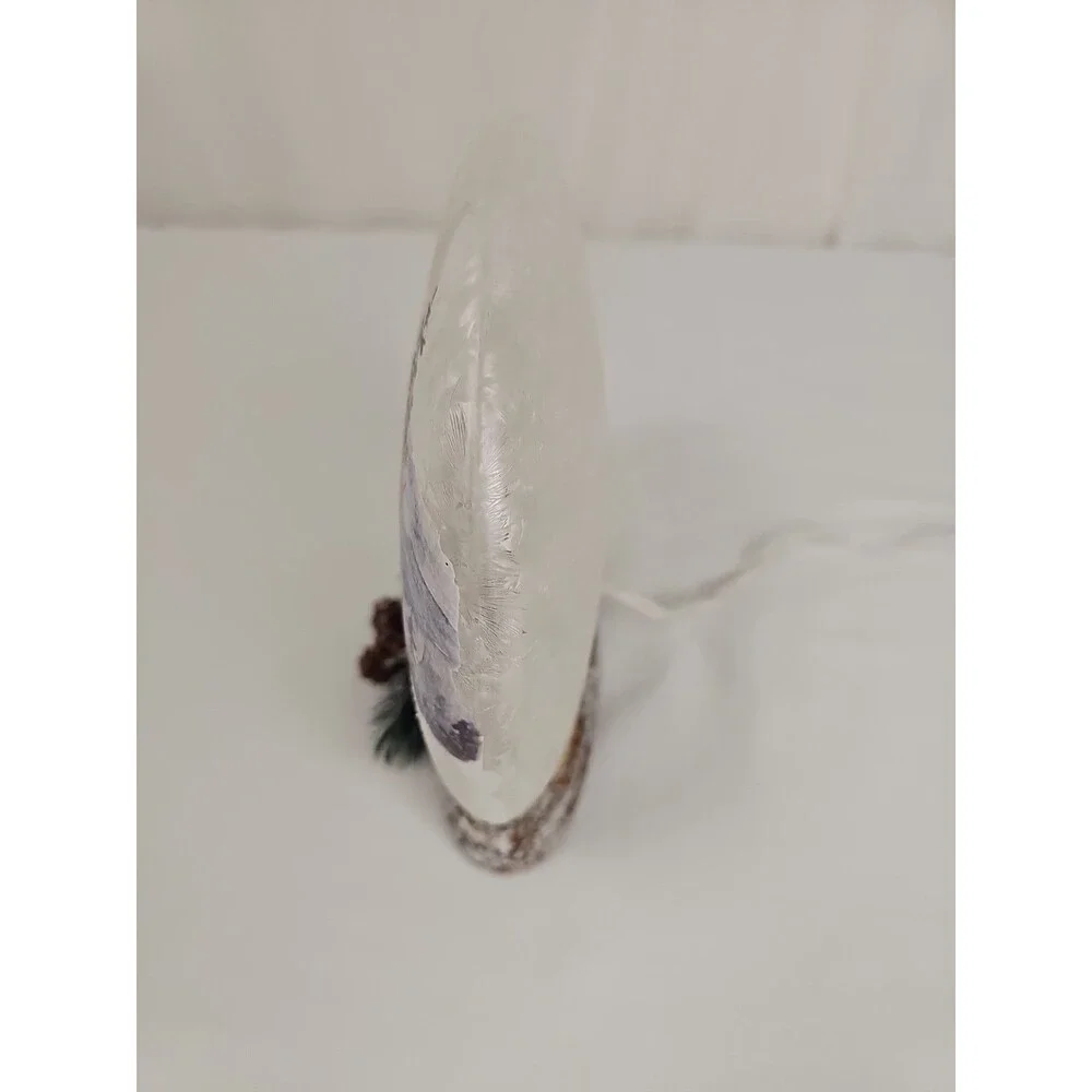 Lighted Frosted Glass Snowman Winter Scene Christmas Decor Deer Cardinals